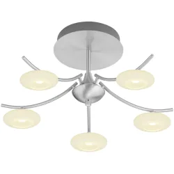 Deckenlampe Kari Grau Metall 53 cm 28 cm - Farbe: Nickel matt mit Chrom - LED - Lichtfarbe: Extra warmweiss - Deckenlampe- LED Energiesparlampe