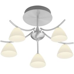 Deckenlampe Emmeline Grau Metall 53 cm 33 cm - Farbe: Nickel matt mit Chrom - LED - Lichtfarbe: Extra warmweiss - Deckenlampe- LED Energiesparlampe