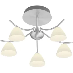 Deckenlampe Emmeline Grau Metall 53 cm 33 cm - Farbe: Nickel matt mit Chrom - LED - Lichtfarbe: Extra warmweiss - Deckenlampe- LED Energiesparlampe