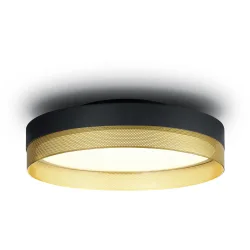 Deckenlampe Hakam Gold/Schwarz Metall 45 cm 14 cm - Farbe: schwarz-gold - LED - Lichtfarbe: Extra warmweiss - Deckenlampe- LED Energiesparlampe