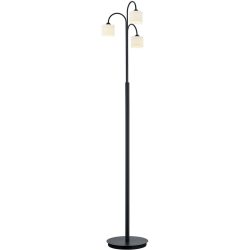 Stehlampe Anika Schwarz/Weiss Metall 150 cm - Farbe: schwarz, weiss - LED - Lichtfarbe: Extra warmweiss - Stehlampe- LED Energiesparlampe