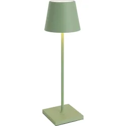 Tischlampe Aline Grün Aluminium 11 cm 38 cm - Farbe: Hellolivgrün - LED - Lichtfarbe: Extra warmweiss - Tischlampe- LED Energiesparlampe