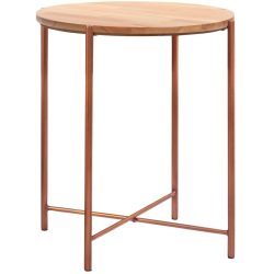 Hasena Nachttisch Volod Kupfer Metall/Holz 48 cm - Material: Buche Braun/Metall - Nachttisch