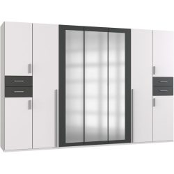 Kleiderschrank Vasquez Weiss Holzwerkstoff 313 cm 58 cm 208 cm - Farbe: Weiss/graphit - Kleiderschrank