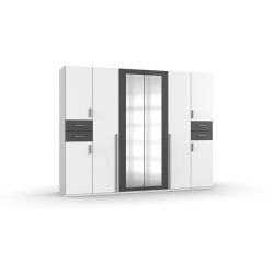 Kleiderschrank Vasquez Weiss Holzwerkstoff 270 cm 58 cm 208 cm - Farbe: Weiss/graphit - Kleiderschrank