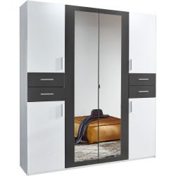 Kleiderschrank Vasquez Weiss Holzwerkstoff 180 cm 58 cm 208 cm - Farbe: Weiss/graphit - Kleiderschrank