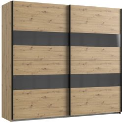 Kleiderschrank Akshay Braun Holzwerkstoff 225 cm 65 cm 208 cm - Farbe: Eiche Nachbildung - Kleiderschrank