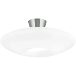 Deckenlampe Blanc Weiss/Grau Stahl/Glas 49 cm 22 cm - Farbe: Nickel matt/weiss - Material: Glas/Stahl - Deckenlampe