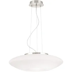 Pendellampe Blanc Weiss/Grau Stahl/Glas 49 cm 21 cm - Farbe: Nickel matt/weiss - Material: Glas/Stahl - Pendellampe