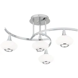 Deckenlampe Lia Grau Stahl/Glas 58 cm 27.5 cm - Farbe: chrom - Material: Glas/Stahl - Deckenlampe