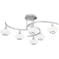 Deckenlampe Lia Grau Stahl/Glas 71.5 cm 28 cm - Farbe: chrom - Material: Glas/Stahl - Deckenlampe
