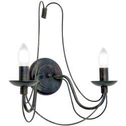 Wandlampe Vela Grün/Schwarz Stahl 39 cm 40 cm - Farbe: Schwarz/grün - Wandlampe