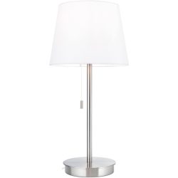 Tischlampe Ludwig Weiss/Grau Stahl/Leinen 23.5 cm 50 cm - Farbe: Nickel matt/weiss - Tischlampe