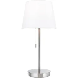 Tischlampe Ludwig Weiss/Grau Stahl/Leinen 23.5 cm 50 cm - Farbe: Nickel matt/weiss - Tischlampe
