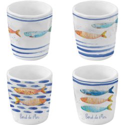 Easy Life Kaffeetasse Bord de Mer Weiss/Blau Porzellan 0.12 l - Farbe: weiss, blau - Kaffeetasse