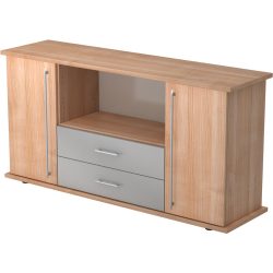 Sideboard Office Braun/Grau Holz 166.1 cm 44.8 cm 84 cm - Farbe: nussbaum, grau - Material: Holzwerkstoff - Sideboard