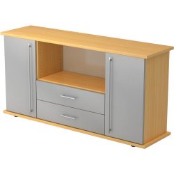 Sideboard Office Silber/Braun Holz 166.1 cm 44.8 cm 84 cm - Farbe: Silber, Buche - Material: Holzwerkstoff - Sideboard