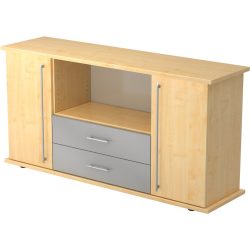 Sideboard Office Braun/Silber Holz 166.1 cm 44.8 cm 84 cm - Farbe: Ahorn, Silber - Material: Holzwerkstoff - Sideboard