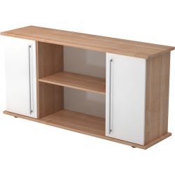 Sideboard Office Weiss/Braun Holz 166.1 cm 44.8 cm 84 cm - Farbe: nussbaum, weiss - Material: Holzwerkstoff - Sideboard