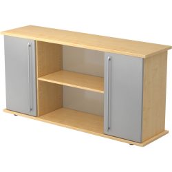 Sideboard Office Silber/Braun Holz 166.1 cm 44.8 cm 84 cm - Farbe: Silber, Ahorn - Material: Holzwerkstoff - Sideboard