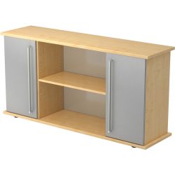 Sideboard Office Silber/Braun Holz 166.1 cm 44.8 cm 84 cm - Farbe: Silber, Ahorn - Material: Holzwerkstoff - Sideboard