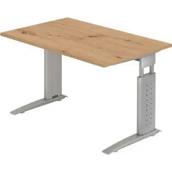 Hammerbacher Schreibtisch US12 Eiche, Silber 1.200 x 800 x 680 x 680 - 860 mm