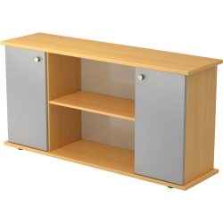 Sideboard Office Silber/Braun Holz 166.1 cm 44.8 cm 84 cm - Farbe: Silber, Buche - Material: Holzwerkstoff - Sideboard