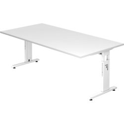 Schreibtisch Office Weiss Holz 200 cm - Material: Holzwerkstoff - Schreibtisch