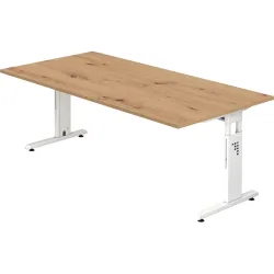 Schreibtisch Office Braun Holz 200 cm - Farbe: Asteiche - Material: Holzwerkstoff - Schreibtisch