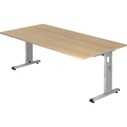 Schreibtisch Office Braun Holz 200 cm - Farbe: eiche - Material: Holzwerkstoff - Schreibtisch