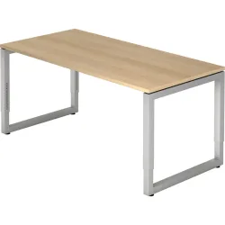 Schreibtisch Office Braun Holz 160 cm Höhenverstellbar (manuell) - Farbe: eiche - Material: Holzwerkstoff - Schreibtisch