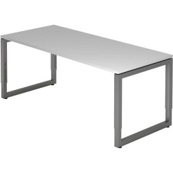 Schreibtisch Office Grau Holz 180 cm Höhenverstellbar (manuell) - Material: Holzwerkstoff - Schreibtisch