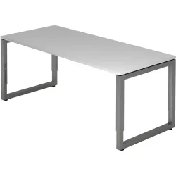 Schreibtisch Office Grau Holz 180 cm Höhenverstellbar (manuell) - Material: Holzwerkstoff - Schreibtisch