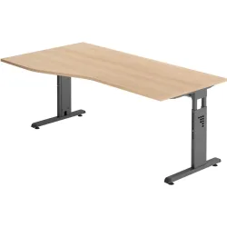 Schreibtisch Office Braun Holz 180 cm - Farbe: eiche - Material: Holzwerkstoff - Schreibtisch