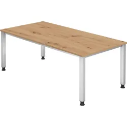 Schreibtisch Office Braun Holz 200 cm - Farbe: Asteiche - Material: Holzwerkstoff - Schreibtisch