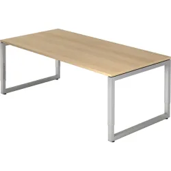 Schreibtisch Office Braun Holz 200 cm Höhenverstellbar (manuell) - Farbe: eiche - Material: Holzwerkstoff - Schreibtisch