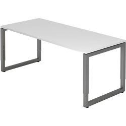 Schreibtisch Office Weiss Holz 180 cm Höhenverstellbar (manuell) - Material: Holzwerkstoff - Schreibtisch