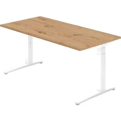 Schreibtisch Office Braun Holz 160 cm Höhenverstellbar (manuell) - Farbe: Asteiche - Material: Holzwerkstoff - Schreibtisch