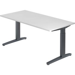 Schreibtisch Office Weiss Holz 160 cm Höhenverstellbar (manuell) - Material: Holzwerkstoff - Schreibtisch