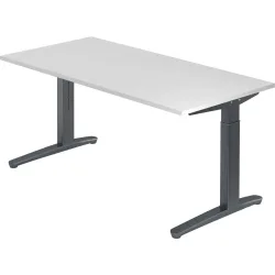 Schreibtisch Office Weiss Holz 160 cm Höhenverstellbar (manuell) - Material: Holzwerkstoff - Schreibtisch
