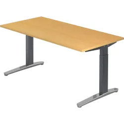 Schreibtisch Office Braun Holz 160 cm Höhenverstellbar (manuell) - Farbe: buche - Material: Holzwerkstoff - Schreibtisch