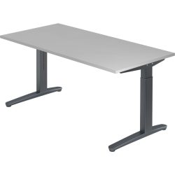 Schreibtisch Office Grau Holz 160 cm Höhenverstellbar (manuell) - Material: Holzwerkstoff - Schreibtisch