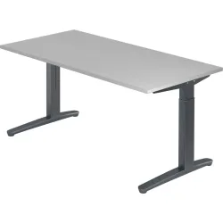 Schreibtisch Office Grau Holz 160 cm Höhenverstellbar (manuell) - Material: Holzwerkstoff - Schreibtisch
