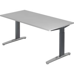 Schreibtisch Office Grau Holz 160 cm Höhenverstellbar (manuell) - Material: Holzwerkstoff - Schreibtisch