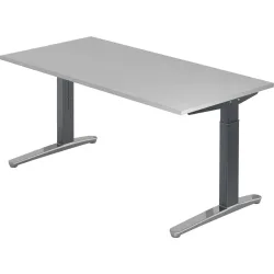 Schreibtisch Office Grau Holz 160 cm Höhenverstellbar (manuell) - Material: Holzwerkstoff - Schreibtisch