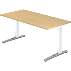 Schreibtisch Office Holz 160 cm Höhenverstellbar (manuell) - Farbe: Ahorn - Material: Holzwerkstoff - Schreibtisch