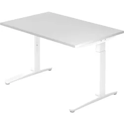 Schreibtisch Office Weiss Holz 120 cm Höhenverstellbar (manuell) - Material: Holzwerkstoff - Schreibtisch
