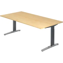 Schreibtisch Office Holz 200 cm Höhenverstellbar (manuell) - Farbe: Ahorn - Material: Holzwerkstoff - Schreibtisch