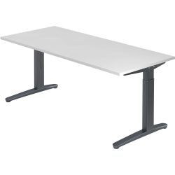 Schreibtisch Office Weiss Holz 180 cm Höhenverstellbar (manuell) - Material: Holzwerkstoff - Schreibtisch