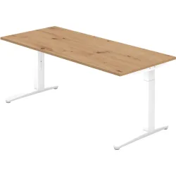 Schreibtisch Office Braun Holz 180 cm Höhenverstellbar (manuell) - Farbe: Asteiche - Material: Holzwerkstoff - Schreibtisch